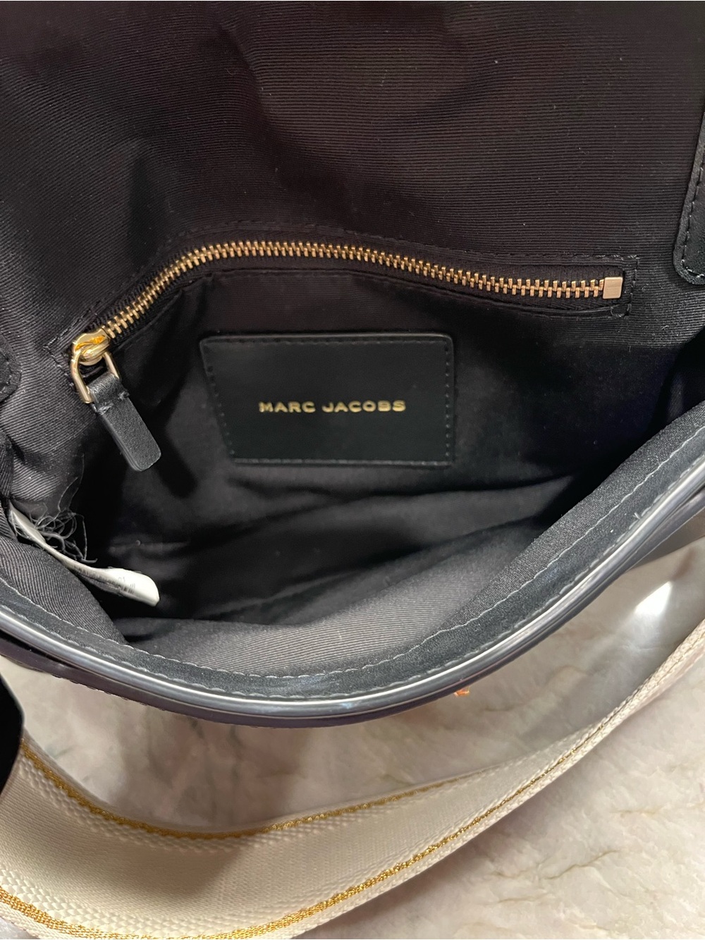 Marc Jacobs Black Leather Crossbody with Gold Hardware and Logo Strap - Picture 8 of 12